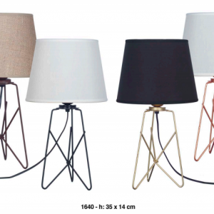 LAMPARA DE MESA BASE TRIPODE METALICA OXIDO LUX