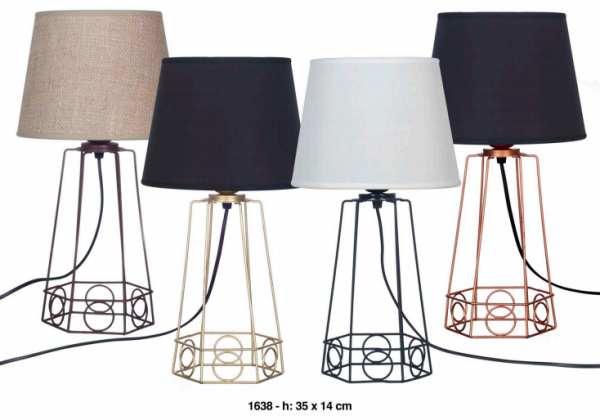 LAMPARA DE MESA BASE CAMPANA METALICA ORO LUX